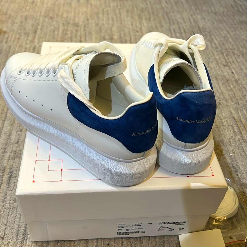 Alexander McQueen oversized sneakers in white and Paris blue